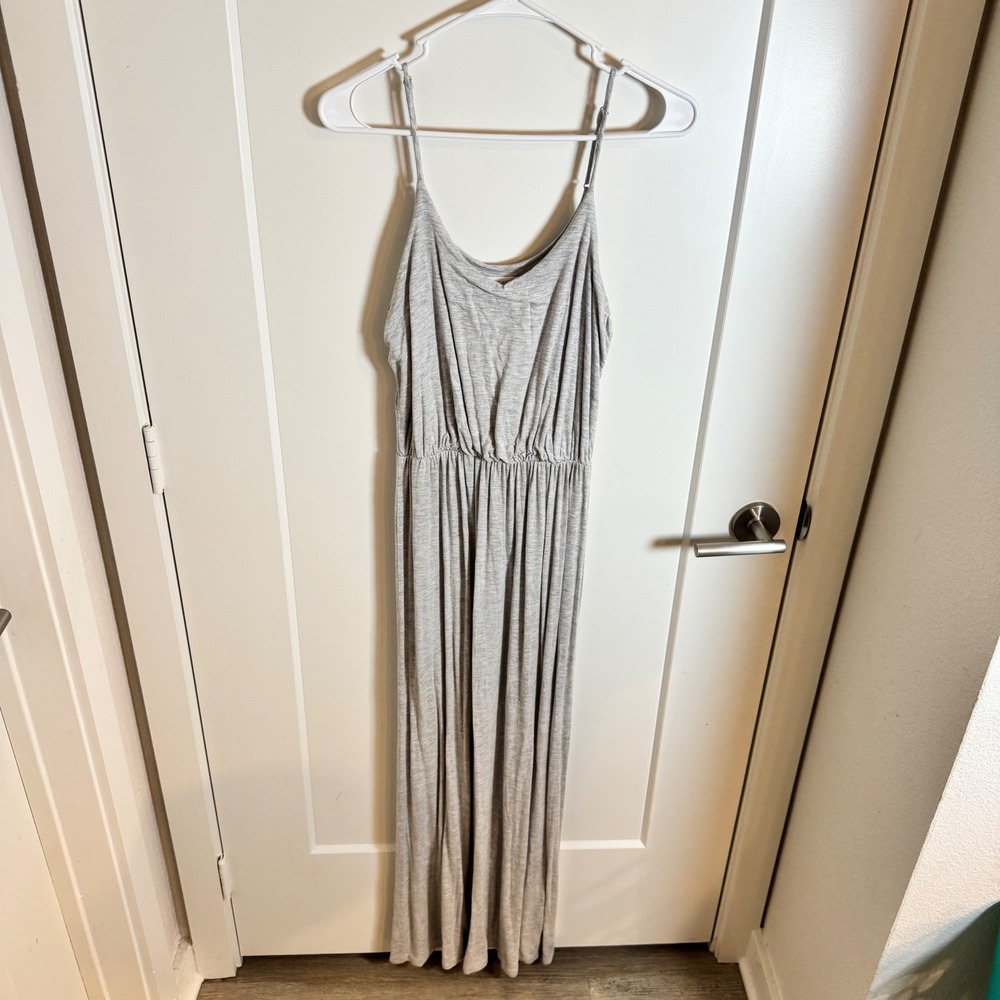 Lush Grey Spaghetti Strap Empire Waist Maxi Dress Size M - Picture 2 of 5
